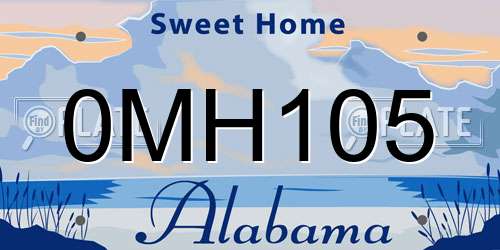 0MH105 Alabama License Plate