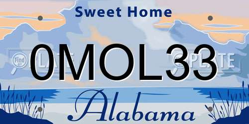 0MOL33 Alabama License Plate