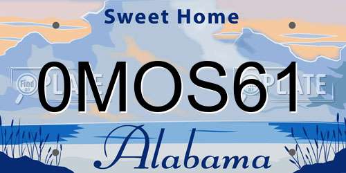 0MOS61 Alabama License Plate