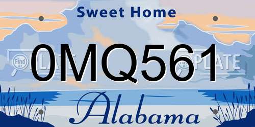 0MQ561 Alabama License Plate