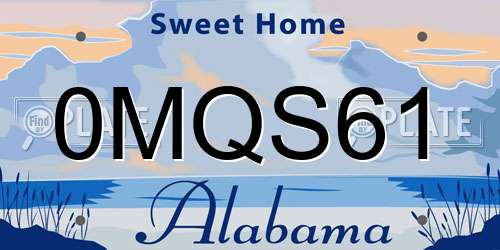 0MQS61 Alabama License Plate