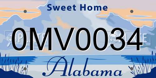 0MV0034 Alabama License Plate