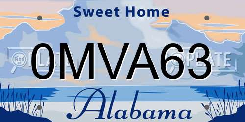 0MVA63 Alabama License Plate