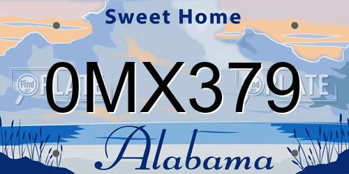 0MX379 Alabama License Plate