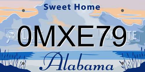 0MXE79 Alabama License Plate