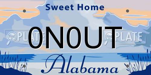 0N0UT Alabama License Plate