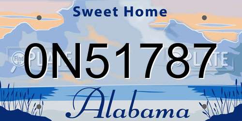 0N51787 Alabama License Plate
