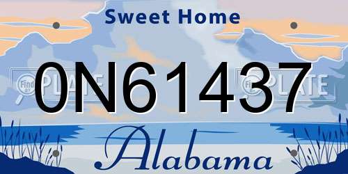 0N61437 Alabama License Plate