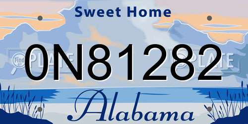 0N81282 Alabama License Plate