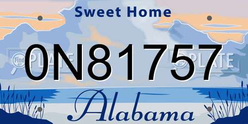 0N81757 Alabama License Plate