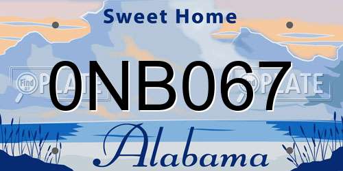 0NB067 Alabama License Plate