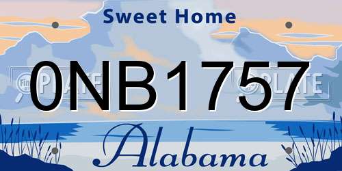 0NB1757 Alabama License Plate