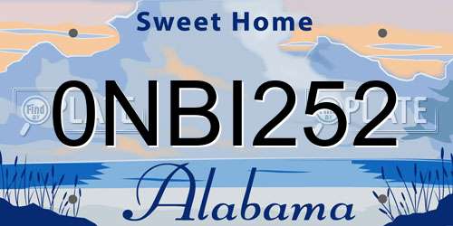 0NBI252 Alabama License Plate