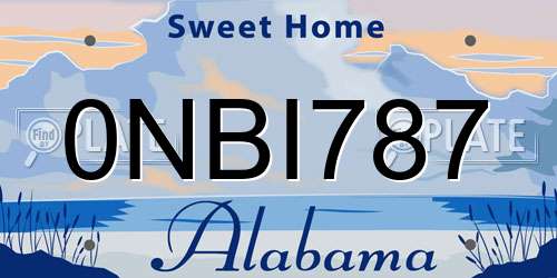 0NBI787 Alabama License Plate