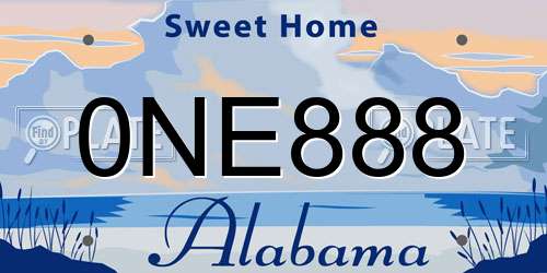 0NE888 Alabama License Plate