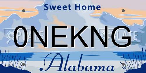 0NEKNG Alabama License Plate
