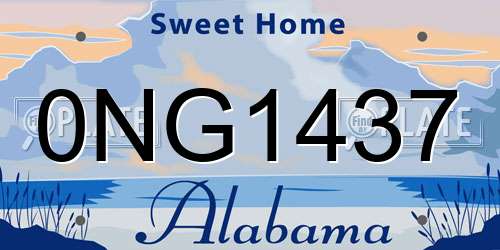 0NG1437 Alabama License Plate
