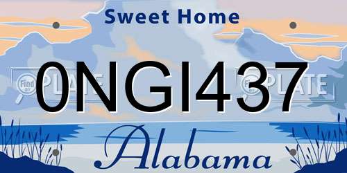 0NGI437 Alabama License Plate