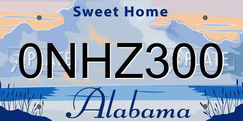 0NHZ300 Alabama License Plate