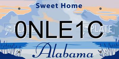 0NLE1C Alabama License Plate