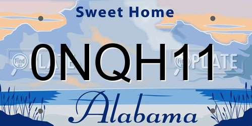 0NQH11 Alabama License Plate