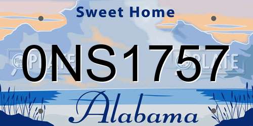 0NS1757 Alabama License Plate