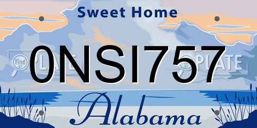 0NSI757 Alabama License Plate