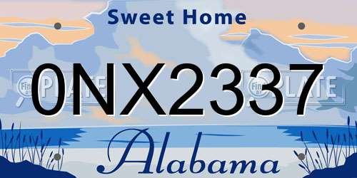 0NX2337 Alabama License Plate