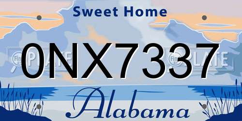 0NX7337 Alabama License Plate