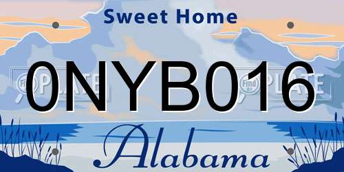 0NYB016 Alabama License Plate