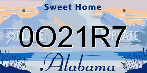 0O21R7 Alabama License Plate