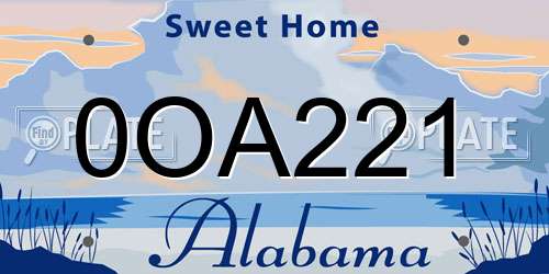 0OA221 Alabama License Plate