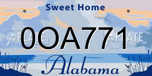 0OA771 Alabama License Plate