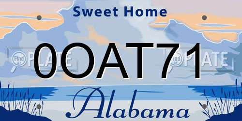 0OAT71 Alabama License Plate