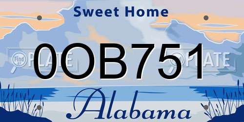 0OB751 Alabama License Plate