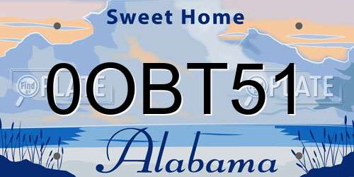 0OBT51 Alabama License Plate