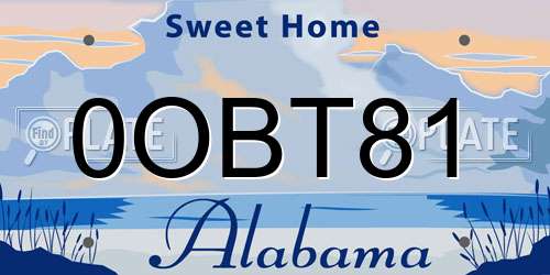 0OBT81 Alabama License Plate