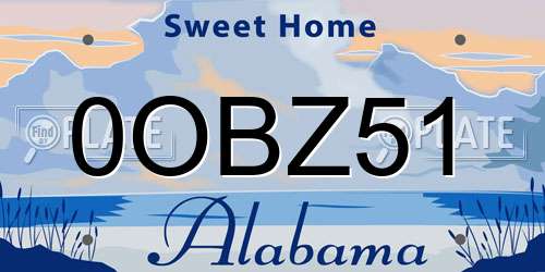0OBZ51 Alabama License Plate