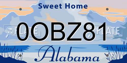 0OBZ81 Alabama License Plate