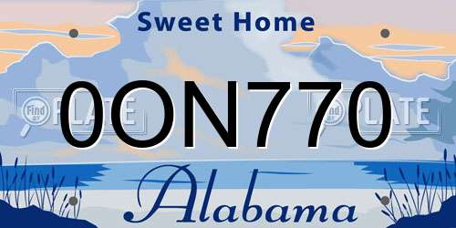 0ON770 Alabama License Plate