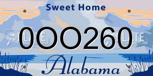 0OO260 Alabama License Plate