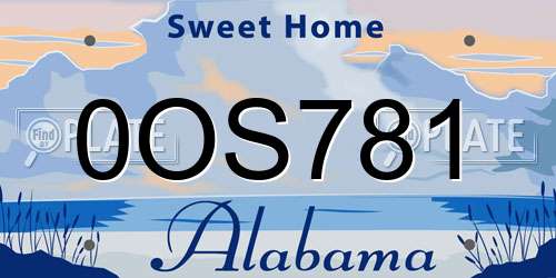 0OS781 Alabama License Plate