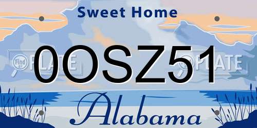 0OSZ51 Alabama License Plate