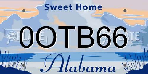 0OTB66 Alabama License Plate