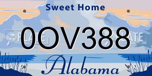 0OV388 Alabama License Plate