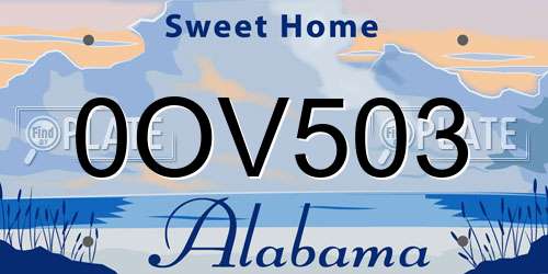 0OV503 Alabama License Plate