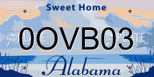 0OVB03 Alabama License Plate