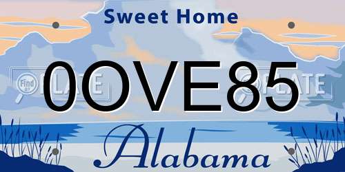 0OVE85 Alabama License Plate