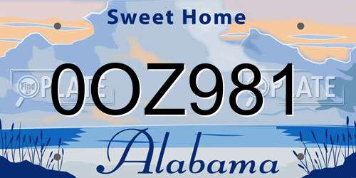 0OZ981 Alabama License Plate