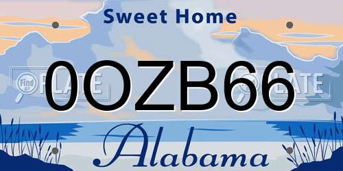 0OZB66 Alabama License Plate